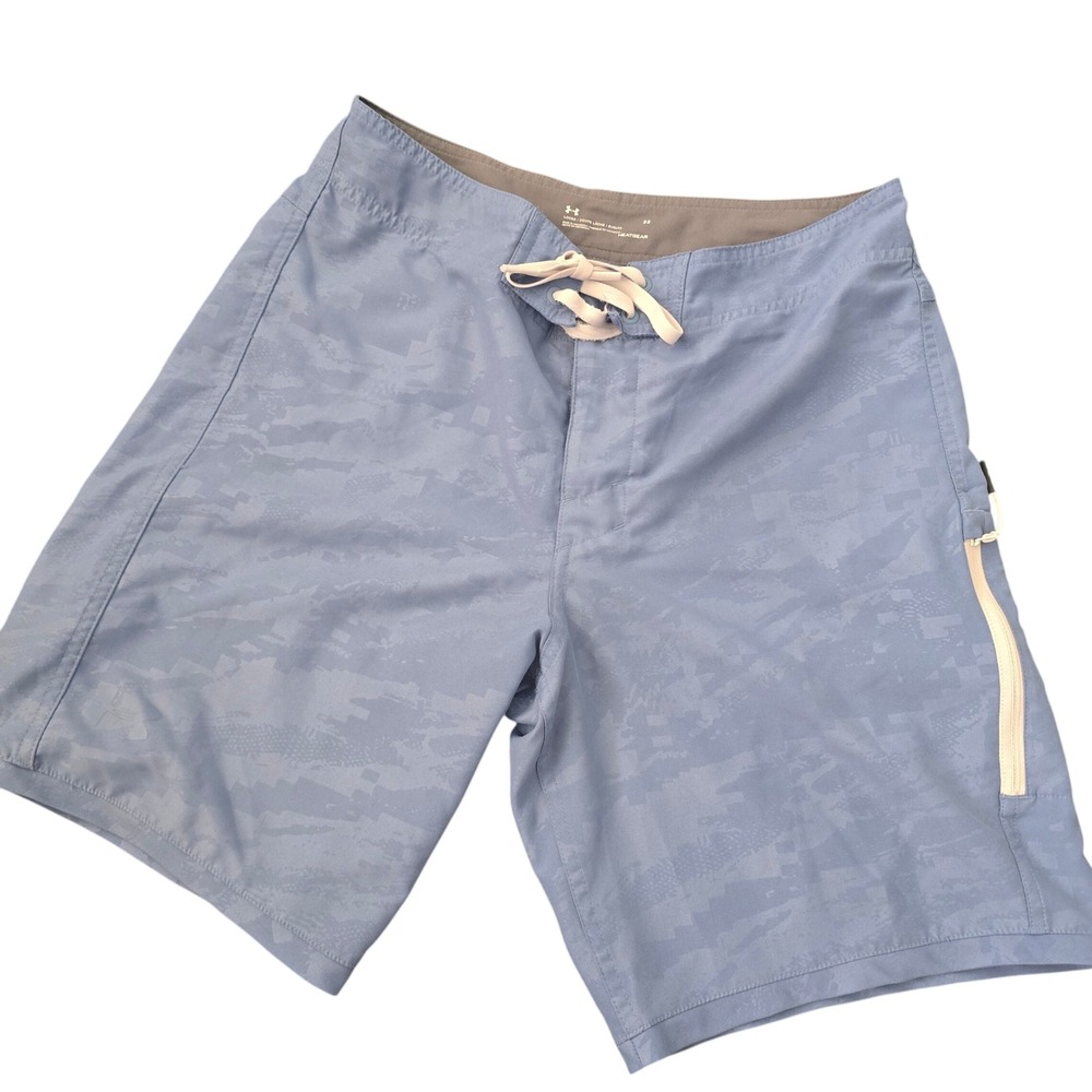 Under Armour Mens 32 Blue Digital Camo Board Shorts HeatGear Loose Swim Trunks‎